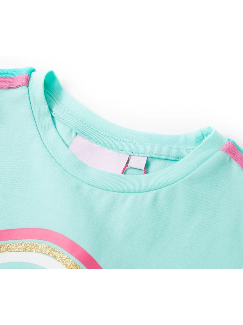 T-shirt enfant col rond imprimé arc-en-ciel souriant - vidaxl Vert - Kiabi