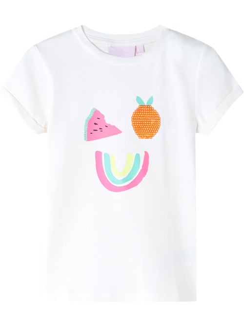 T-shirt enfant col rond manches retroussées perles motif fruit - vidaxl - Kiabi T-shirt enfant col rond manches retroussées perles motif fruit - vidaxl - Kiabi