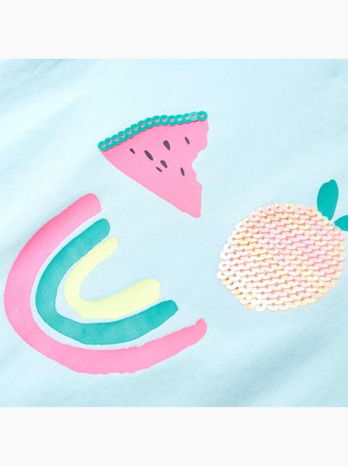 T-shirt enfant col rond manches retroussées perles motif fruit - vidaxl - Kiabi T-shirt enfant col rond manches retroussées perles motif fruit - vidaxl - Kiabi
