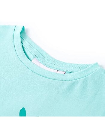 T-shirt enfant col rond manches retroussées perles motif fruit - vidaxl