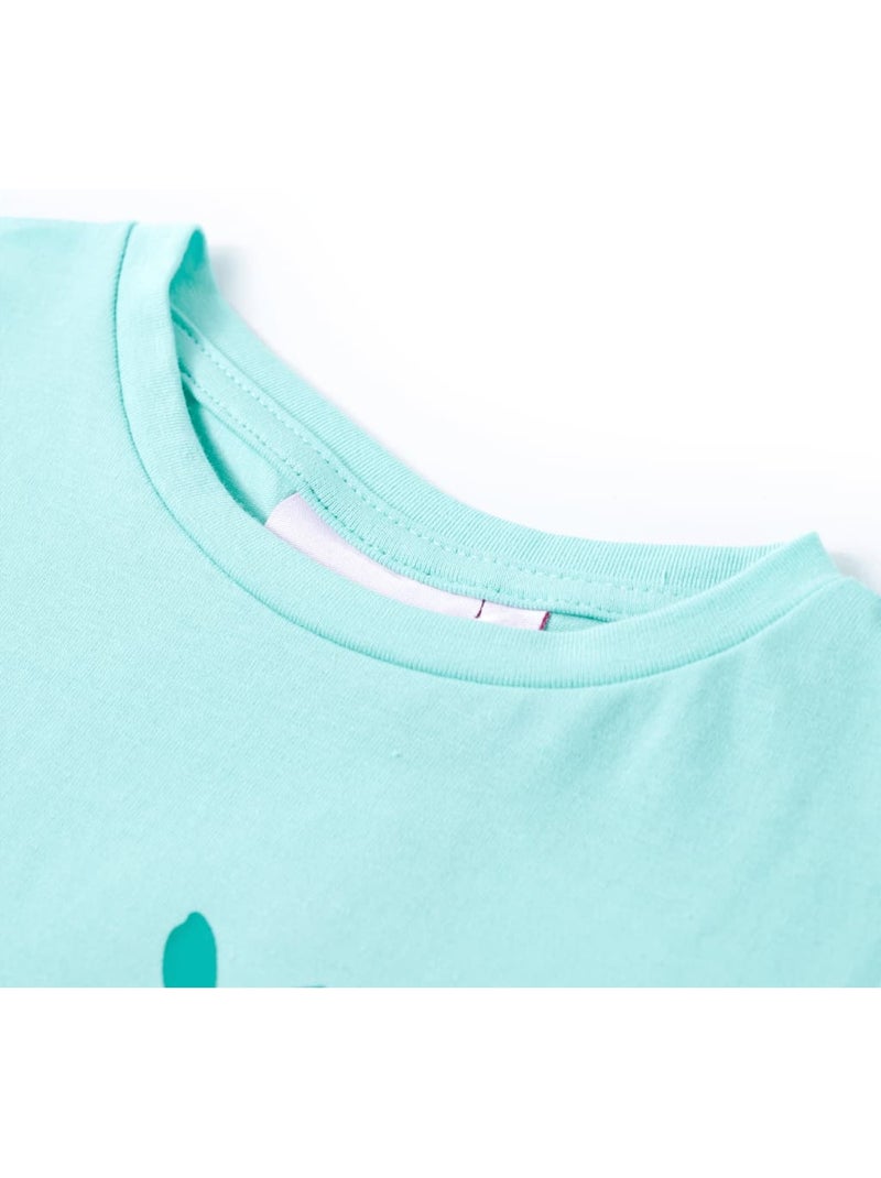 T-shirt enfant col rond manches retroussées perles motif fruit - vidaxl Vert menthe - Kiabi