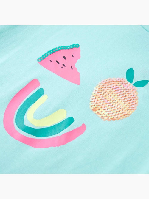 T-shirt enfant col rond manches retroussées perles motif fruit - vidaxl - Kiabi T-shirt enfant col rond manches retroussées perles motif fruit - vidaxl - Kiabi
