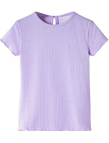 T-shirt enfant col rond uni en coton élasthanne - vidaxl