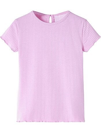 T-shirt enfant col rond uni en coton élasthanne - vidaxl
