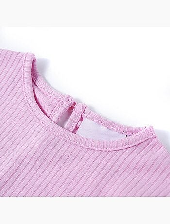 T-shirt enfant col rond uni en coton élasthanne - vidaxl