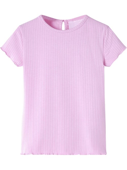 T-shirt enfant col rond uni en coton élasthanne - vidaxl - Kiabi