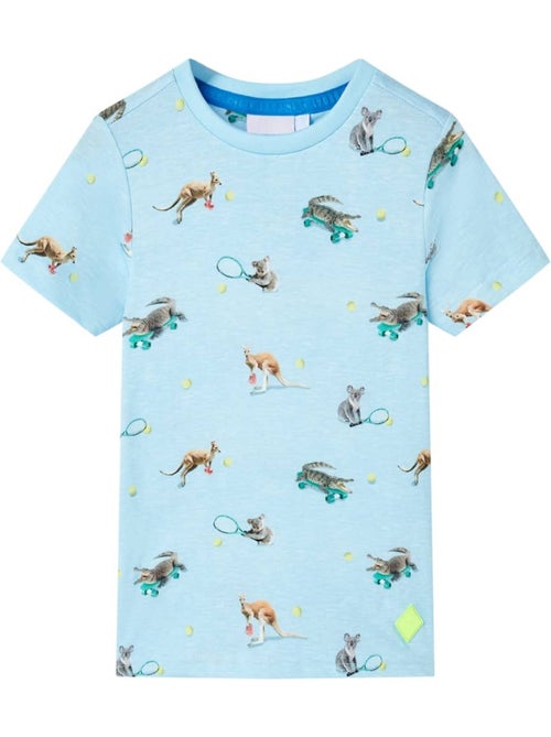 T-shirt enfant coton 100% col rond imprimé animaux - vidaxl - Kiabi T-shirt enfant coton 100% col rond imprimé animaux - vidaxl - Kiabi