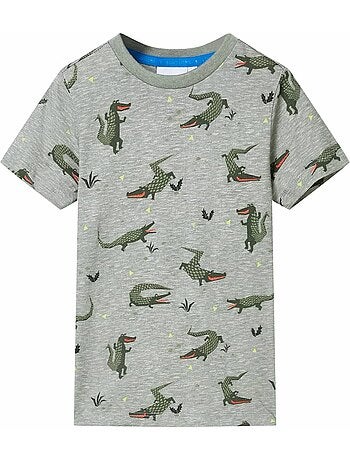 T-shirt enfant coton 100% col rond imprimé crocodile clair - vidaxl