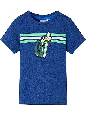 T-shirt enfant coton 100% col rond imprimé crocodile dessin - vidaxl