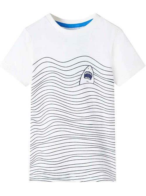 T-shirt enfant coton 100% col rond imprimé requin dans la mer - vidaxl - Kiabi T-shirt enfant coton 100% col rond imprimé requin dans la mer - vidaxl - Kiabi