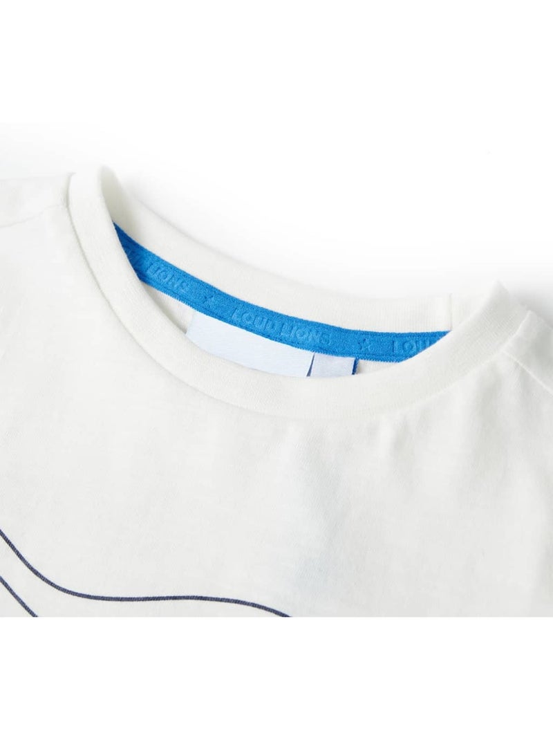 T-shirt enfant coton 100% col rond imprimé requin dans la mer - vidaxl Blanc - Kiabi
