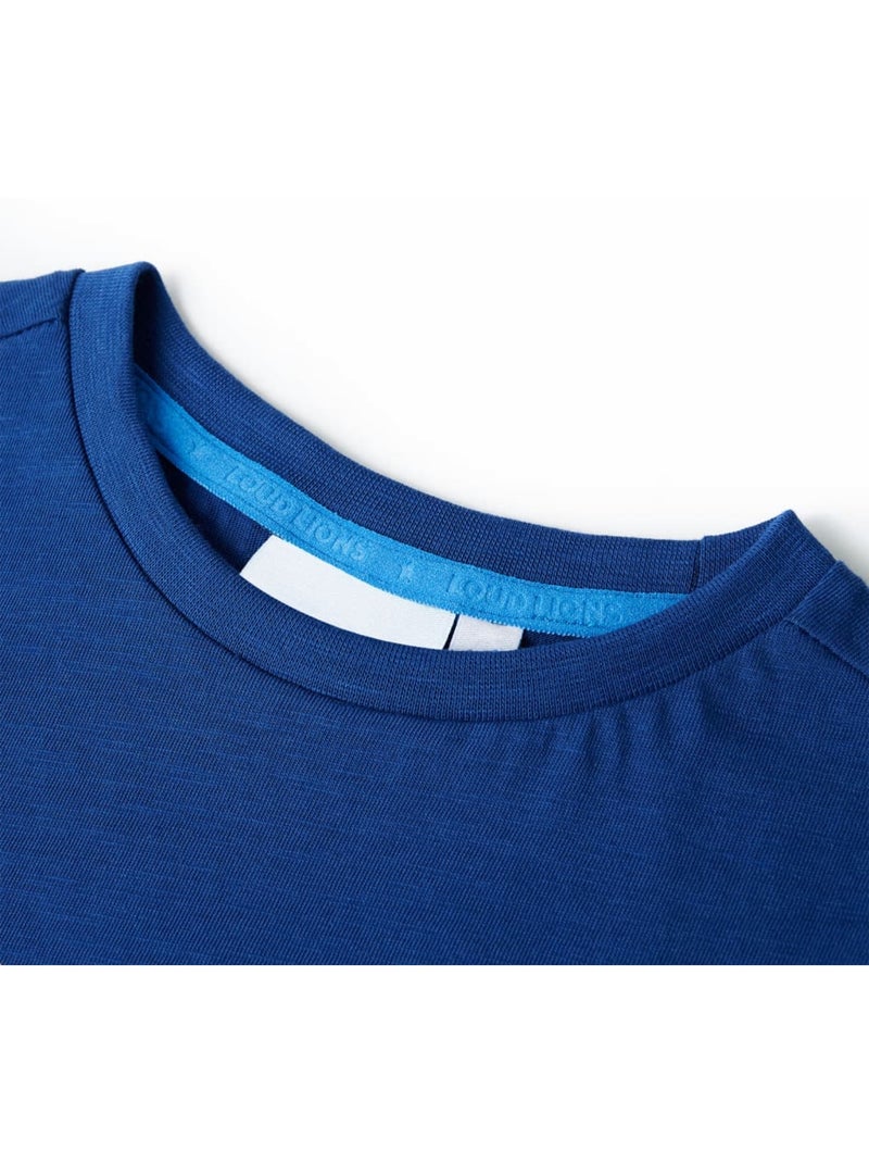 T-shirt enfant coton 100% col rond imprimé requin dans la mer - vidaxl Bleu - Kiabi