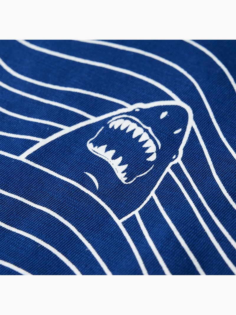 T-shirt enfant coton 100% col rond imprimé requin dans la mer - vidaxl Bleu - Kiabi