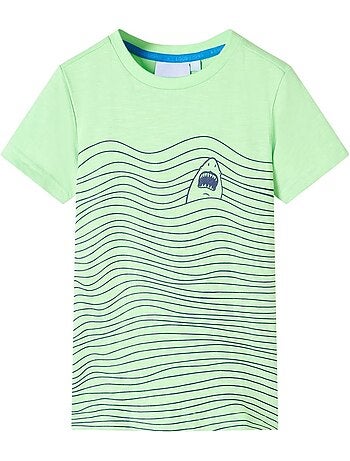 T-shirt enfant coton 100% col rond imprimé requin dans la mer - vidaxl
