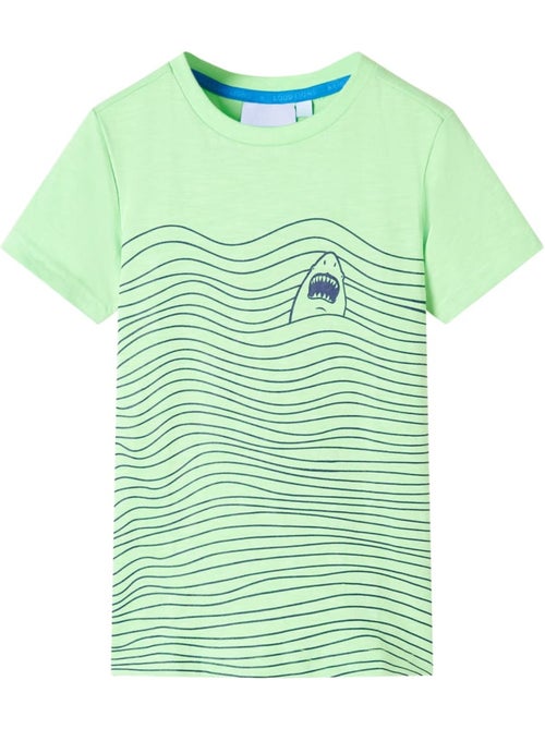 T-shirt enfant coton 100% col rond imprimé requin dans la mer - vidaxl - Kiabi T-shirt enfant coton 100% col rond imprimé requin dans la mer - vidaxl - Kiabi