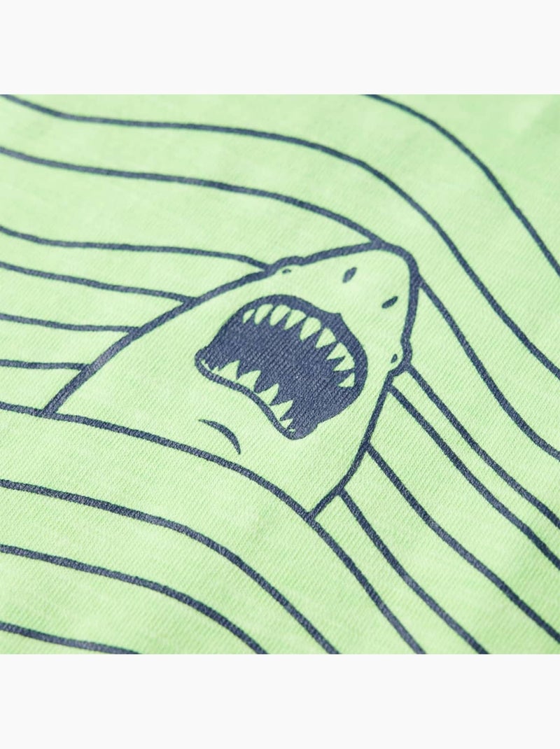 T-shirt enfant coton 100% col rond imprimé requin dans la mer - vidaxl Vert - Kiabi