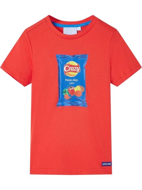 T-shirt enfant coton 100% col rond manches courtes graphique snack - vidaxl - Kiabi T-shirt enfant coton 100% col rond manches courtes graphique snack - vidaxl - Kiabi