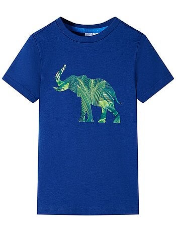 T-shirt enfant coton 100% imprimé éléphant col rond manches courtes - vidaxl