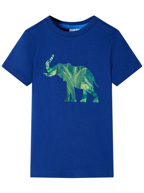 T-shirt enfant coton 100% imprimé éléphant col rond manches courtes - vidaxl - Kiabi