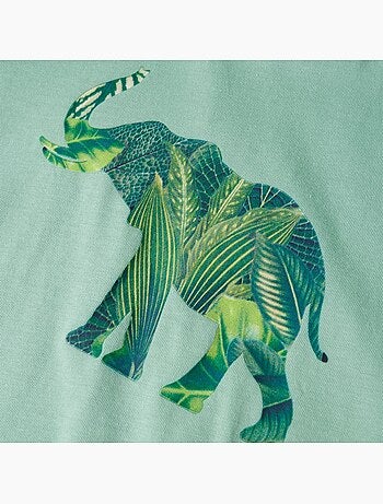T-shirt enfant coton 100% imprimé éléphant col rond manches courtes - vidaxl