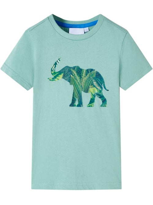 T-shirt enfant coton 100% imprimé éléphant col rond manches courtes - vidaxl - Kiabi