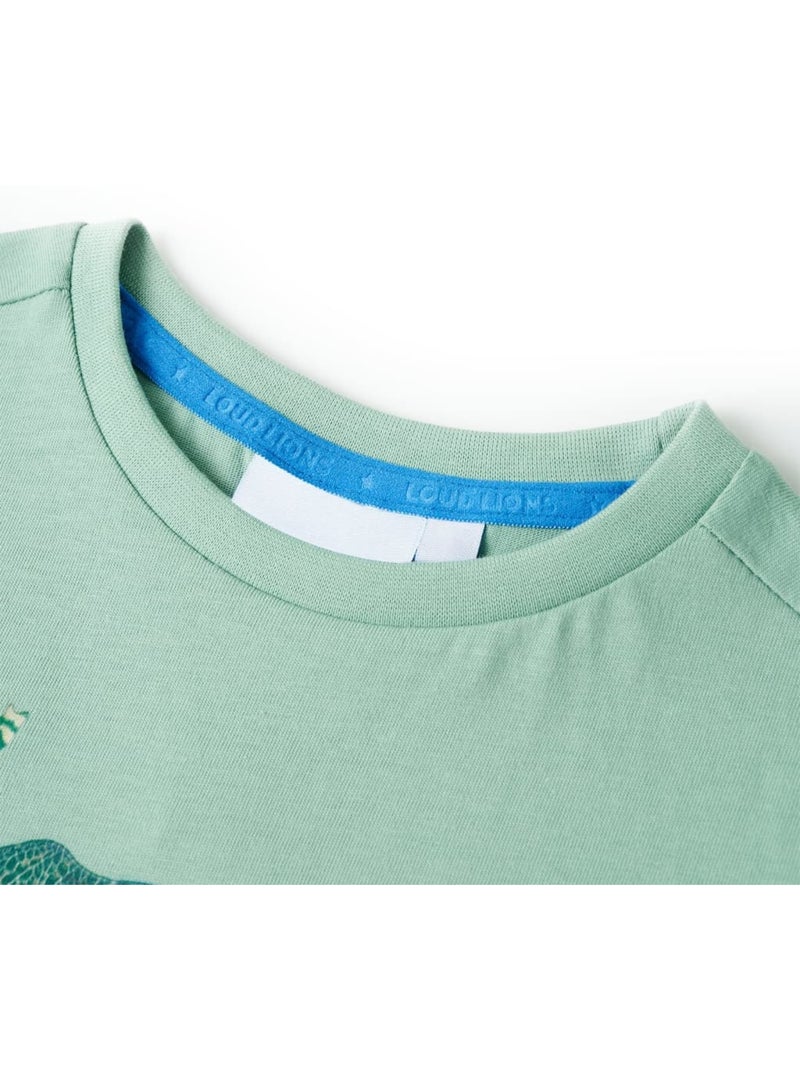 T-shirt enfant coton 100% imprimé éléphant col rond manches courtes - vidaxl Vert - Kiabi
