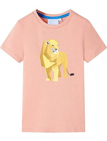 T-shirt enfant coton 100% imprimé lion col rond - vidaxl