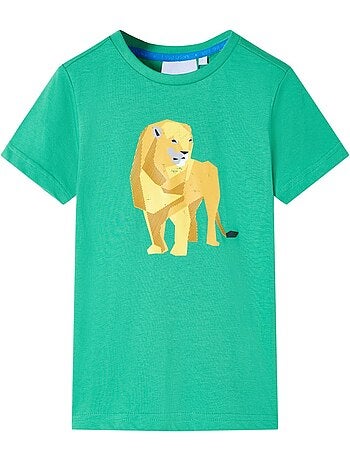 T-shirt enfant coton 100% imprimé lion col rond - vidaxl