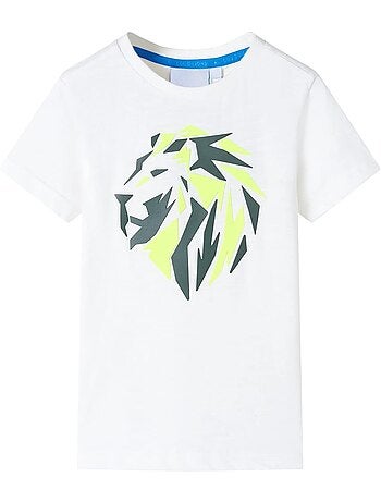 T-shirt enfant coton 100% imprimé lion manches courtes - vidaxl