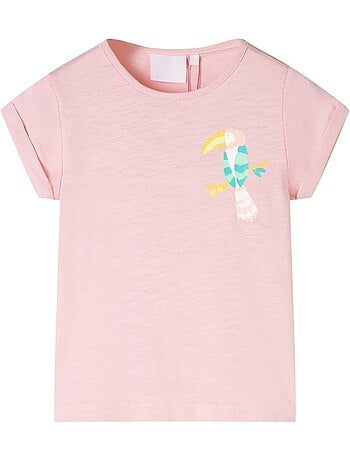 T-shirt enfant coton 100% imprimé perroquet col rond manches courtes - vidaxl