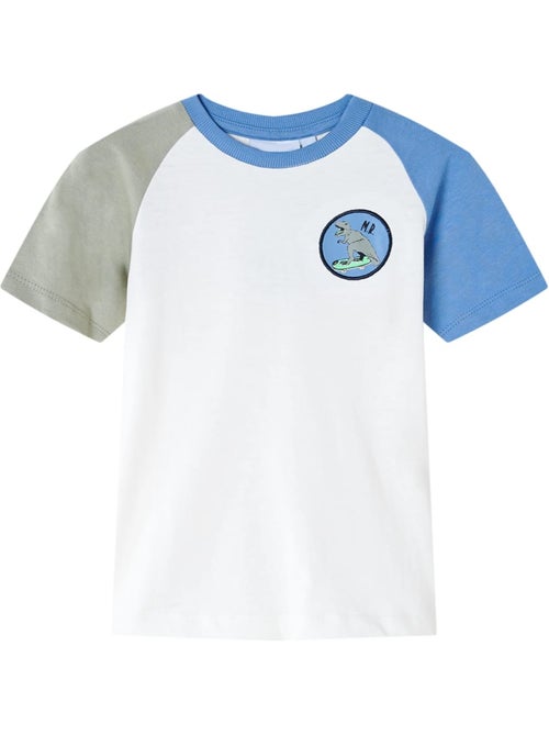 T-shirt enfant coton 100% patch dinosaure manches courtes col rond - vidaxl - Kiabi