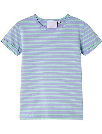 T-shirt enfant coton 95% élasthanne rayures - vidaxl