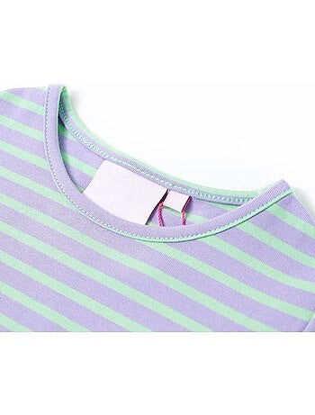 T-shirt enfant coton 95% élasthanne rayures - vidaxl