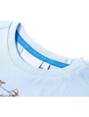 T-shirt enfant coton clair imprimé vélo col rond manches courtes - vidaxl