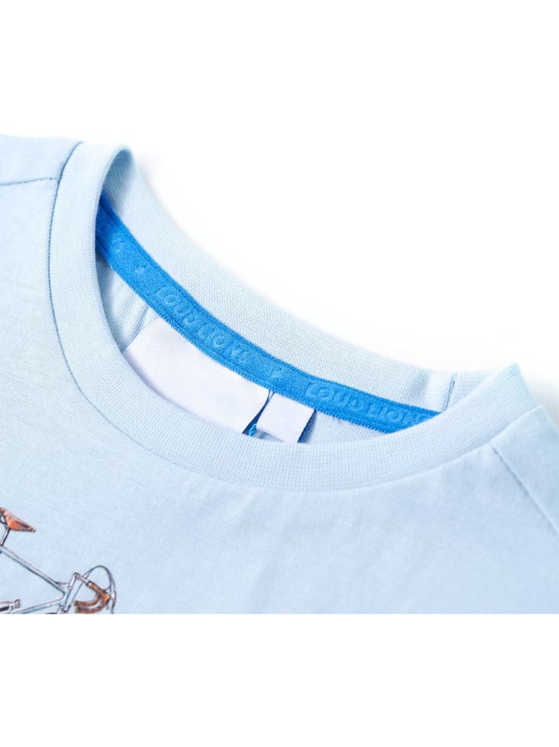 T-shirt enfant coton clair imprimé vélo col rond manches courtes - vidaxl Bleu - Kiabi
