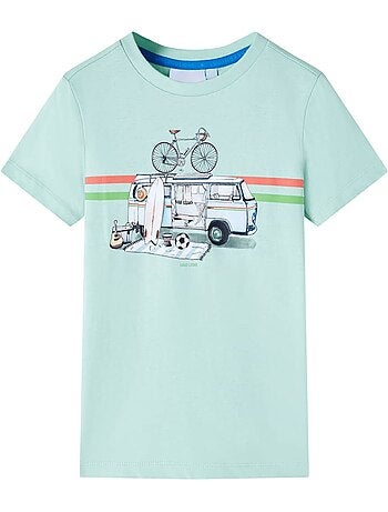 T-shirt enfant coton clair imprimé vélo col rond manches courtes - vidaxl