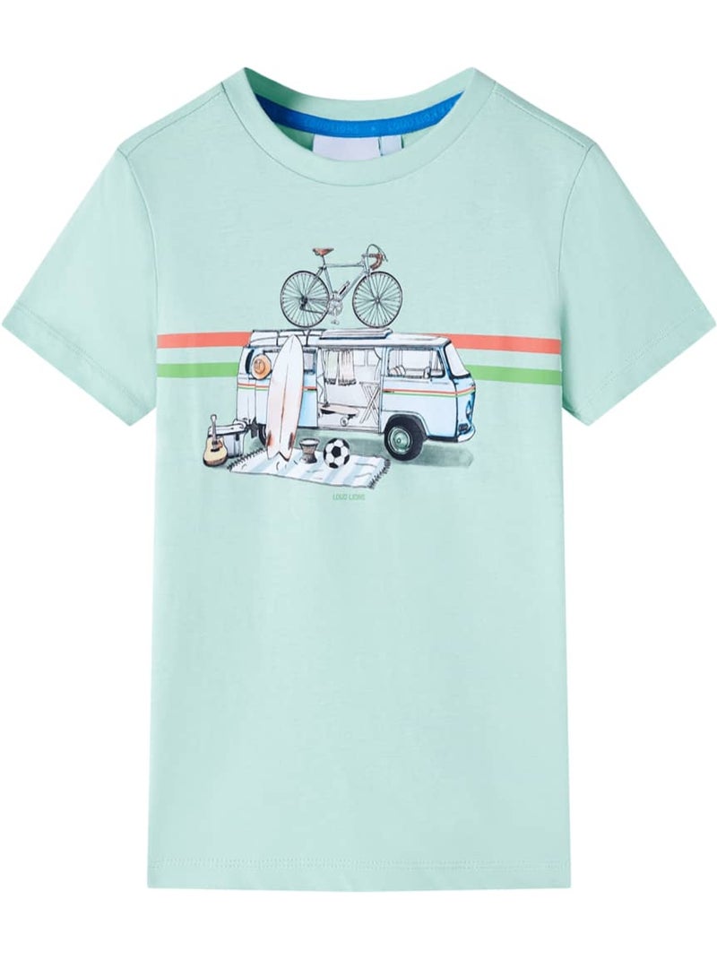 T-shirt enfant coton clair imprimé vélo col rond manches courtes - vidaxl Vert - Kiabi