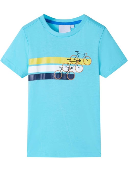 T-shirt enfant coton col rond côtelé rayures vélos imprimé - vidaxl - Kiabi T-shirt enfant coton col rond côtelé rayures vélos imprimé - vidaxl - Kiabi