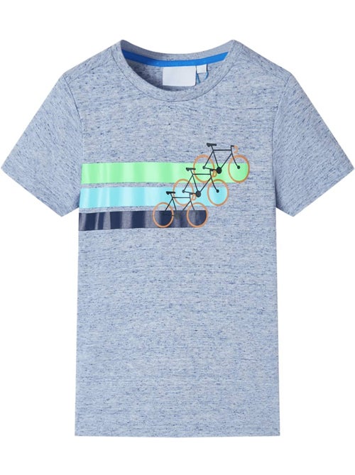 T-shirt enfant coton col rond côtelé rayures vélos imprimé - vidaxl - Kiabi T-shirt enfant coton col rond côtelé rayures vélos imprimé - vidaxl - Kiabi