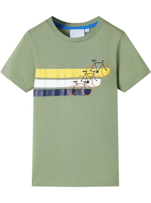 T-shirt enfant coton col rond côtelé rayures vélos imprimé - vidaxl - Kiabi