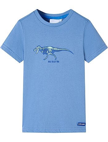 T-shirt enfant coton col rond dinosaure clair - vidaxl