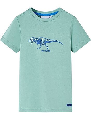 T-shirt enfant coton col rond dinosaure clair - vidaxl