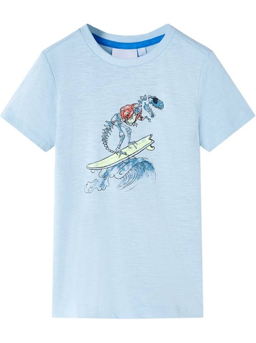 T-shirt enfant coton col rond manches courtes dinosaure surfeur - vidaxl - Kiabi