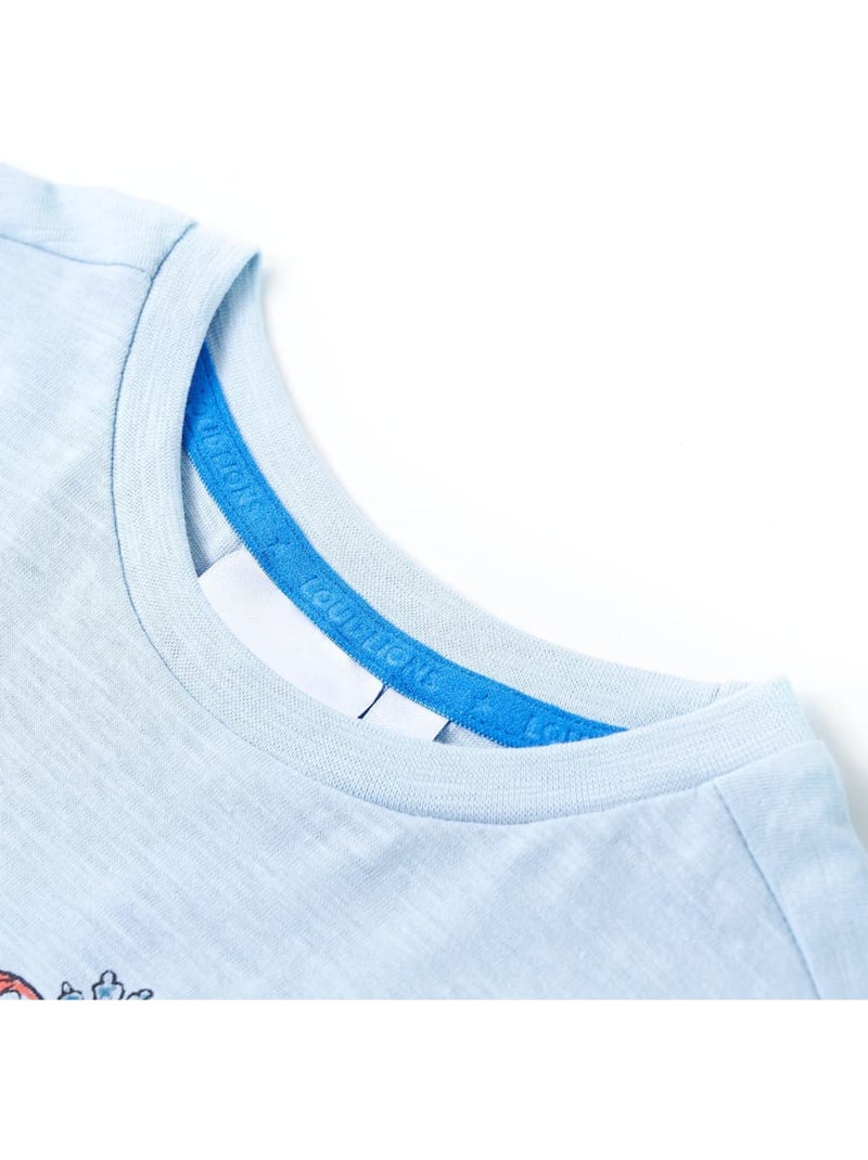 T-shirt enfant coton col rond manches courtes dinosaure surfeur - vidaxl Bleu - Kiabi