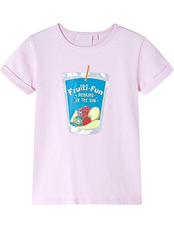 T-shirt enfant coton élasthanne col rond graphique boisson clair - vidaxl