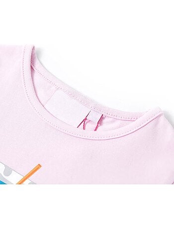 T-shirt enfant coton élasthanne col rond graphique boisson clair - vidaxl
