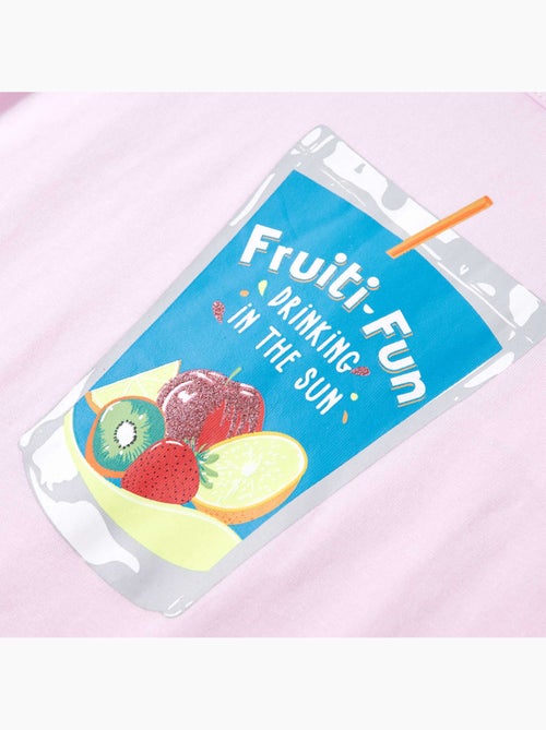 T-shirt enfant coton élasthanne col rond graphique boisson clair - vidaxl - Kiabi