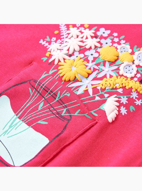 T-shirt enfant coton élasthanne imprimé fleurs col rond - vidaxl - Kiabi