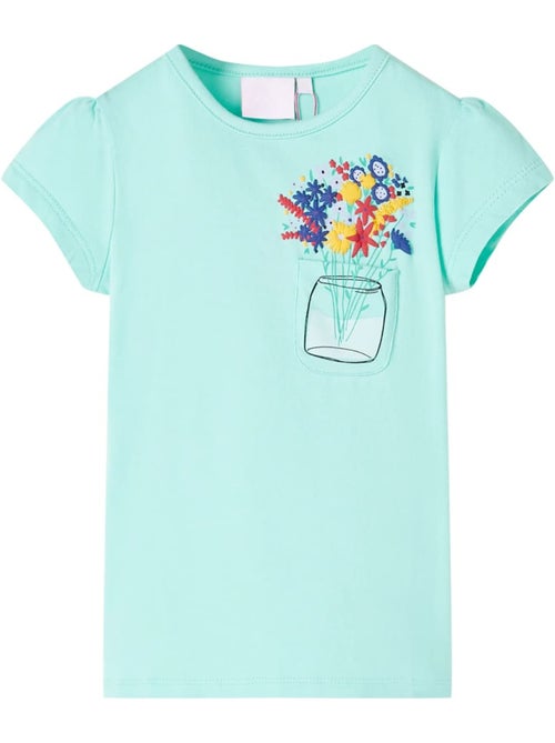 T-shirt enfant coton élasthanne imprimé fleurs col rond - vidaxl - Kiabi T-shirt enfant coton élasthanne imprimé fleurs col rond - vidaxl - Kiabi