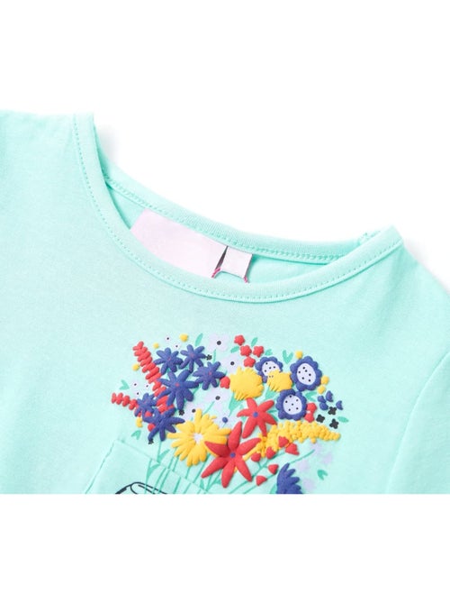T-shirt enfant coton élasthanne imprimé fleurs col rond - vidaxl - Kiabi T-shirt enfant coton élasthanne imprimé fleurs col rond - vidaxl - Kiabi